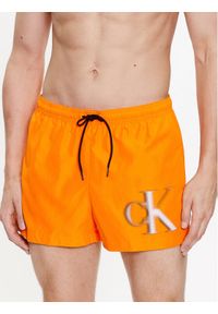 Calvin Klein Swimwear Szorty kąpielowe KM0KM00801 Pomarańczowy Regular Fit. Kolor: pomarańczowy. Materiał: syntetyk
