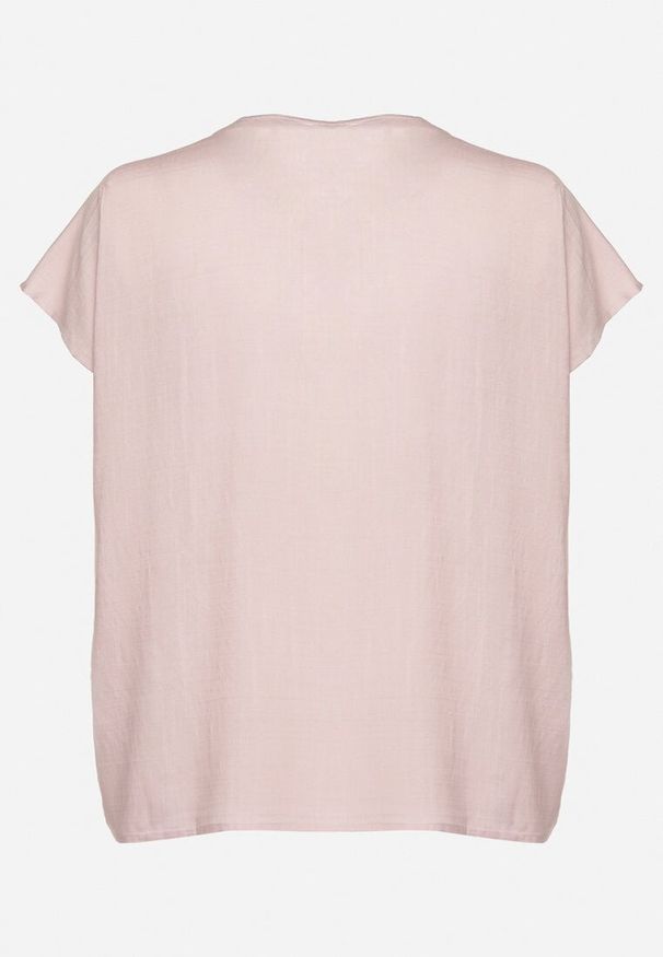 Born2be - Ciemnoróżowa Bluzka z Wiskozą Wiązana przy Dekolcie Dovarelle. Okazja: na co dzień. Kolekcja: plus size. Kolor: różowy. Materiał: wiskoza. Długość rękawa: krótki rękaw. Długość: krótkie. Styl: elegancki, casual