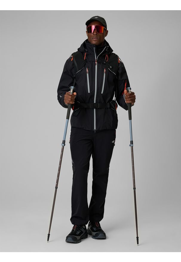 4f - 4F Kurtka trekkingowa membrana 20000 męska - czarna L. Kolor: czarny. Materiał: tkanina, materiał. Długość: długie