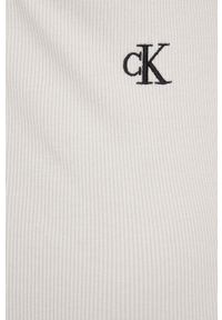 Calvin Klein Jeans sukienka J20J218402.PPYY kolor beżowy mini dopasowana. Kolor: beżowy. Długość rękawa: na ramiączkach. Wzór: aplikacja. Typ sukienki: dopasowane. Długość: mini #2