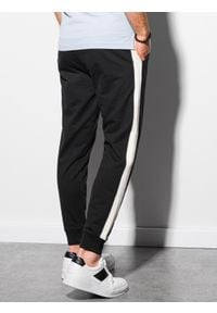 Ombre Clothing - Spodnie męskie dresowe joggery P951 - czarne - XL. Kolor: czarny. Materiał: dresówka #6