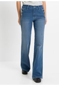 bonprix - Dżinsy Bootcut, mid waist, bawełna organiczna. Kolor: niebieski