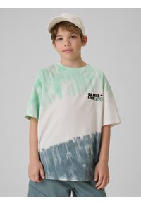 4f - 4F T-shirt loose z nadrukiem chłopięcy - zielony 146/152 (10-12 lat). Okazja: na co dzień. Kolor: zielony. Materiał: materiał, bawełna, dzianina. Wzór: nadruk. Sezon: lato. Styl: casual #1