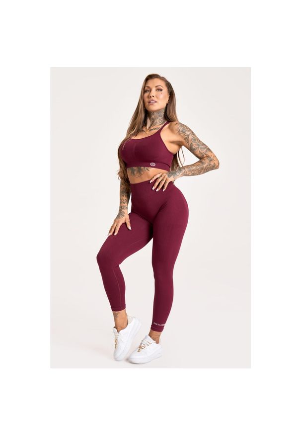 GYM GLAMOUR - Legginsy fitness damskie Gym Glamour push up 2.0. Kolor: czerwony. Sport: fitness