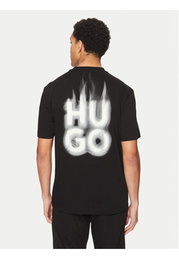Hugo - HUGO T-Shirt Dalsar 50530434 Czarny Relaxed Fit. Kolor: czarny. Materiał: bawełna
