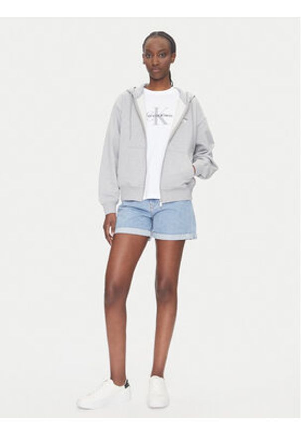 Calvin Klein Jeans Bluza Monologo LV047B270G Szary Regular Fit. Kolor: szary. Materiał: bawełna