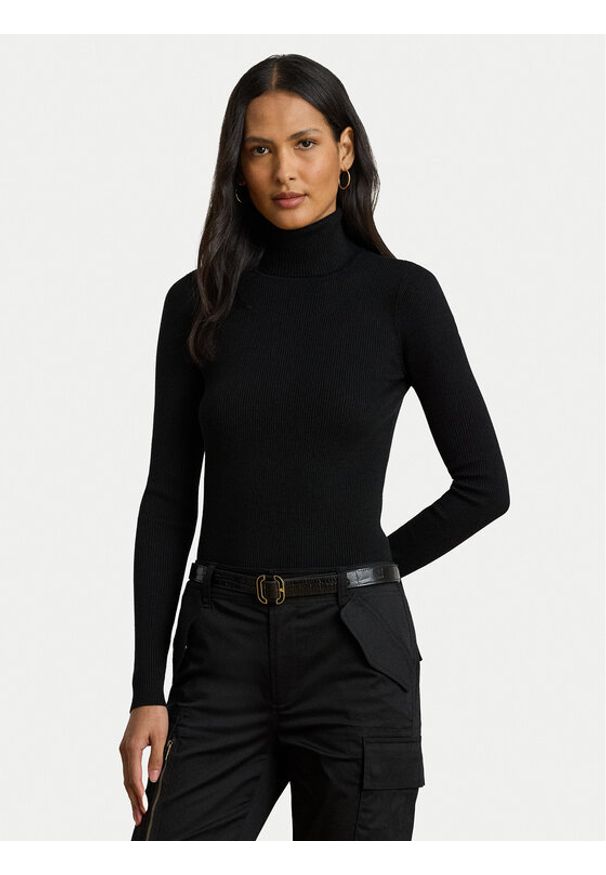 Lauren Ralph Lauren Golf L/s Turtle Neck 200643398011 Czarny Slim Fit. Typ kołnierza: golf. Kolor: czarny. Materiał: bawełna