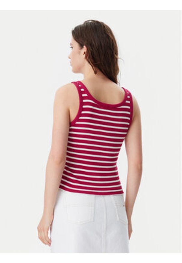 Tommy Jeans Top DW0DW19492 Czerwony Slim Fit. Kolor: czerwony. Materiał: bawełna
