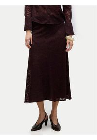 Vero Moda Spódnica midi Urshila 10336946 Bordowy Regular Fit. Kolor: czerwony. Materiał: bawełna #1