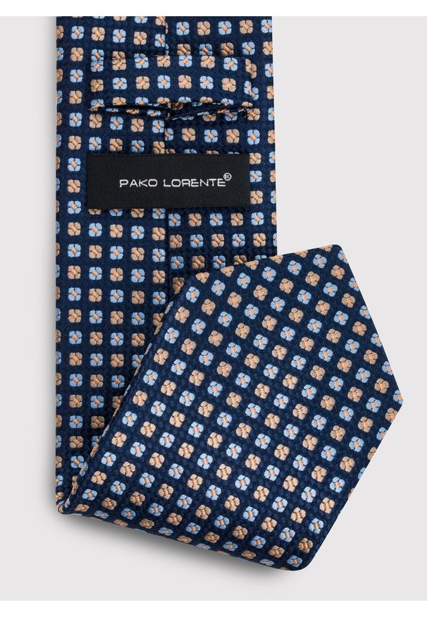 Pako Lorente - PAKO LORENTE – Granatowy krawat męski w drobny wzór. Kolor: niebieski. Materiał: poliester