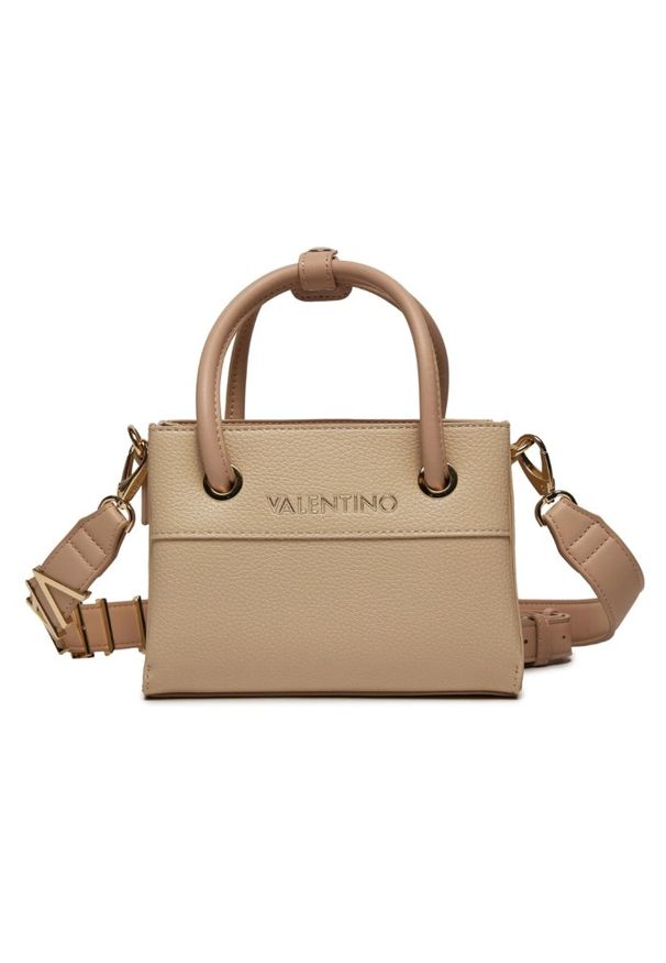 Valentino by Mario Valentino - VALENTINO Mała ecru torebka Alexia. Kolor: beżowy. Wzór: paski
