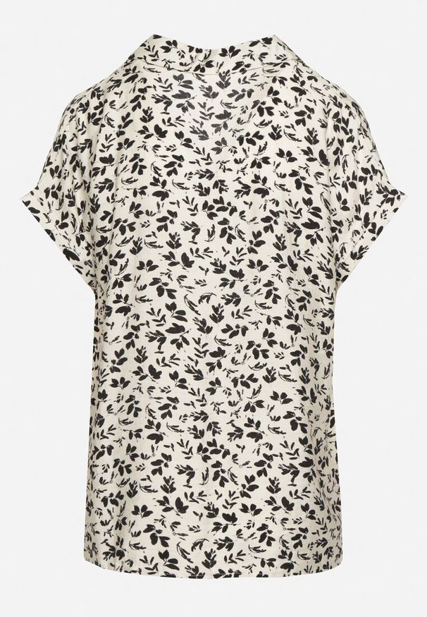 Born2be - Biało-Czarna Koszulowa Bluzka z Bawełną z Falbankami Rissavia. Okazja: na co dzień. Typ kołnierza: kołnierz z falbankami. Kolor: biały. Materiał: bawełna. Styl: casual, klasyczny