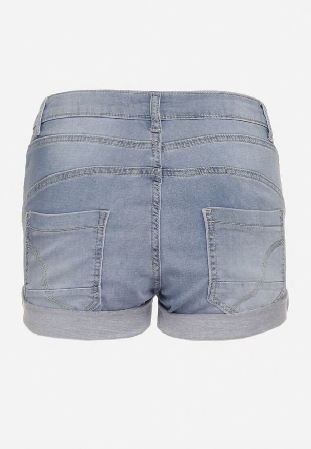 Born2be - Niebieskie Klasyczne Szorty Jeansowe z Wysokim Stanem i Bawełną Zapinane na Guziki Nelabelle. Okazja: na co dzień, na imprezę. Stan: podwyższony. Kolor: niebieski. Materiał: bawełna, jeans. Sezon: lato. Styl: klasyczny