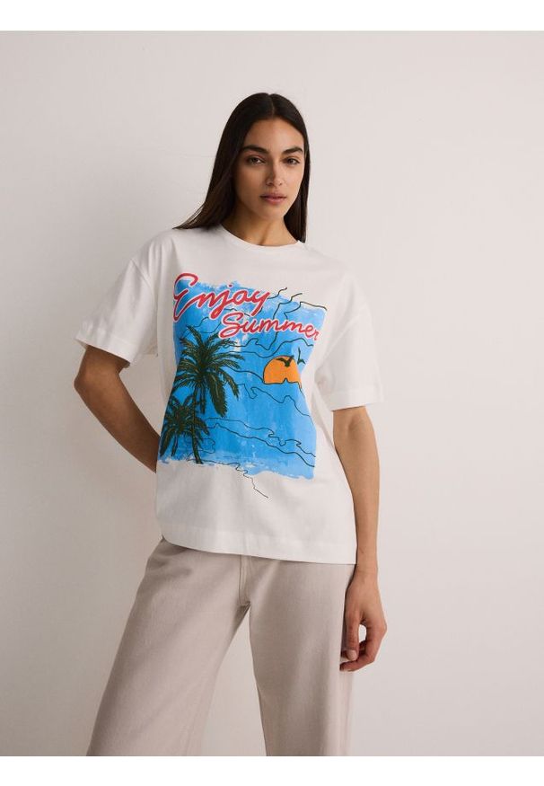 Reserved - T-shirt oversize - wielobarwny. Materiał: bawełna, dzianina