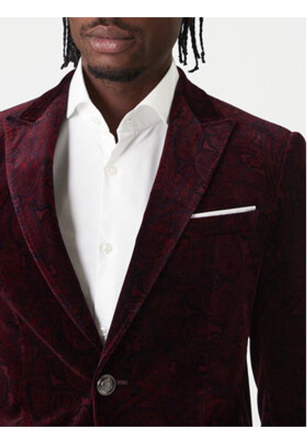 JOOP! Marynarka Horace 30048716 Bordowy Slim Fit. Kolor: czerwony. Materiał: bawełna