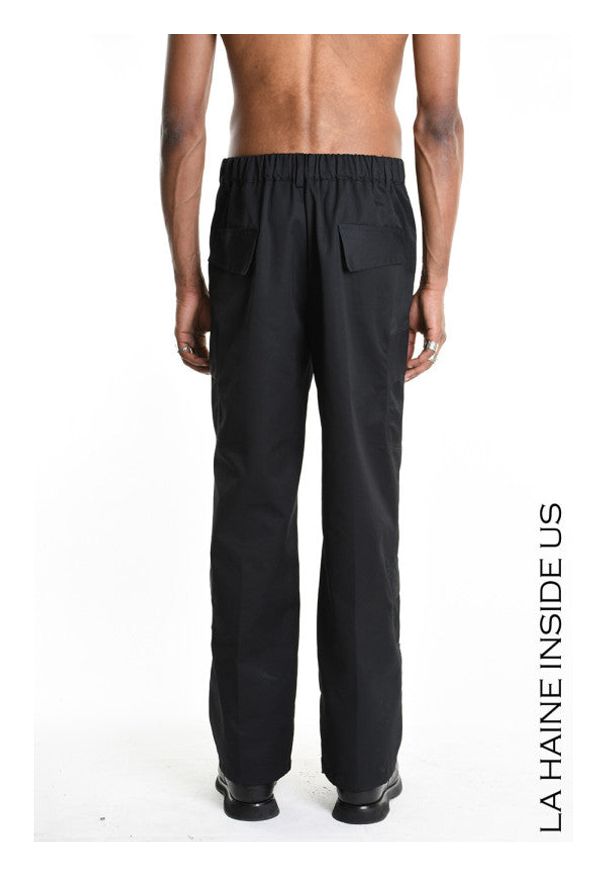 La Haine Inside Us Spodnie | 3Z M1203 | Mężczyzna | Czarny. Kolor: czarny. Materiał: bawełna, poliester. Długość: długie. Wzór: moro, aplikacja. Styl: militarny
