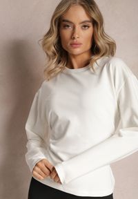 Renee - Biała Bawełniana Bluza z Ozdobnym Wiązaniem Fanarita. Kolor: biały. Materiał: bawełna