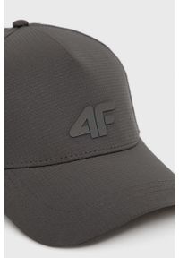 4f - 4F czapka kolor szary gładka. Kolor: szary. Wzór: gładki #4