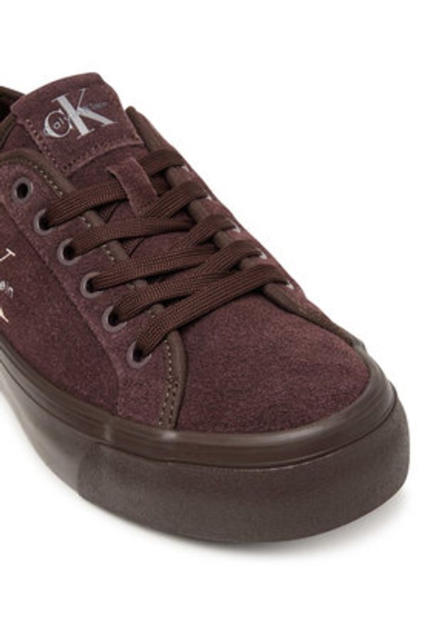 Calvin Klein Tenisówki Vulc Flatf Laceup Suede HW0HW03088 Bordowy. Kolor: czerwony. Materiał: zamsz, skóra