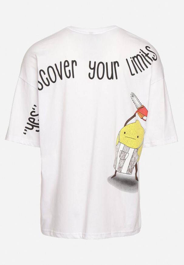 Born2be - Biała Bawełniana Koszulka T-shirt z Krótkim Rękawem z Nadrukiem na Plecach i Przodzie Civia. Okazja: na co dzień, do pracy, na spotkanie biznesowe. Kolor: biały. Materiał: bawełna. Długość rękawa: krótki rękaw. Długość: krótkie. Wzór: nadruk. Styl: casual, klasyczny, biznesowy