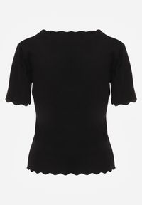 Renee - Czarna Dzianinowa Bluzka z Nieregularnymi Krawędziami Datria. Kolor: czarny. Materiał: dzianina #2