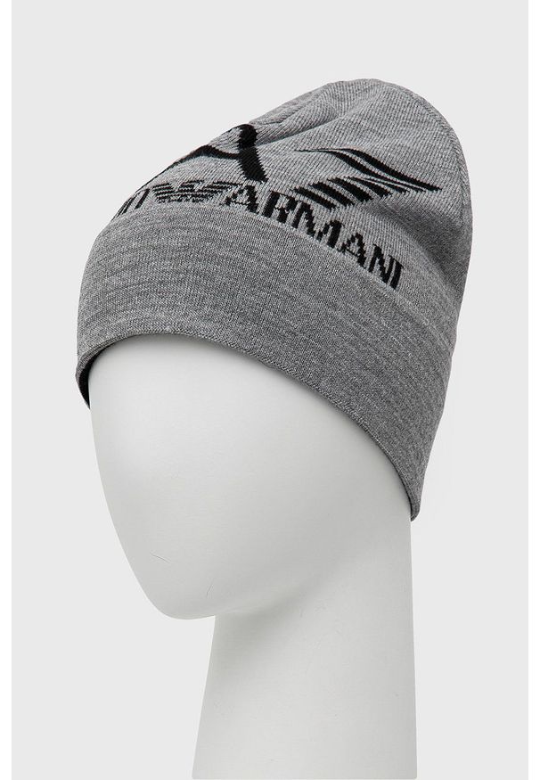 EA7 Emporio Armani Czapka kolor szary z cienkiej dzianiny. Kolor: szary. Materiał: dzianina
