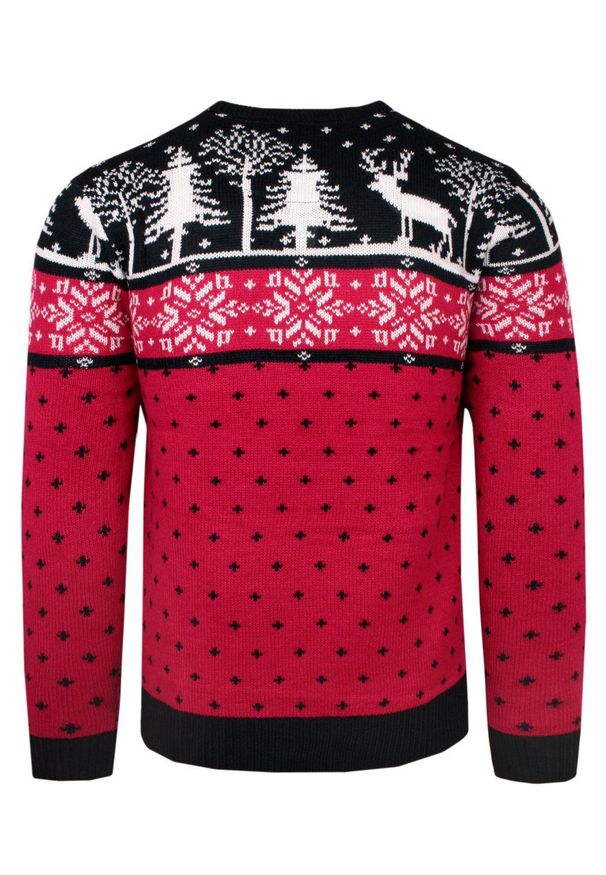 Czerwony, Świąteczny Sweter w Norweski Wzór - Brave Soul. Kolor: czerwony. Materiał: akryl. Styl: wizytowy