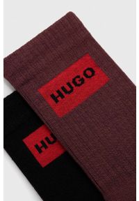 Hugo - HUGO skarpetki (2-pack) męskie kolor brązowy. Kolor: czarny #2