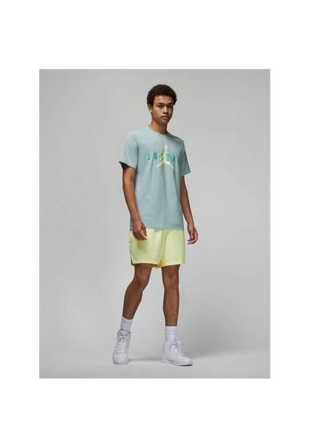 Koszulka sportowa męska Nike Air Jordan Wordmark. Kolor: niebieski. Materiał: bawełna, poliester. Długość rękawa: krótki rękaw. Długość: krótkie