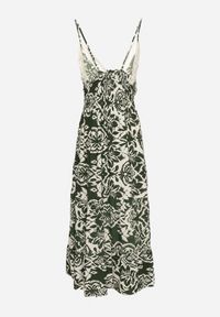 Born2be - Zielona Bawełniana Sukienka Rozkloszowana w Etniczny Wzór z Koronką Taliosha. Okazja: na co dzień. Typ kołnierza: dekolt w kształcie V. Kolor: zielony. Materiał: koronka, bawełna. Długość rękawa: na ramiączkach. Wzór: koronka. Styl: casual, elegancki #5