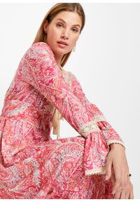 bonprix - Sukienka z dżerseju. Kolor: różowy. Materiał: jersey. Długość: maxi