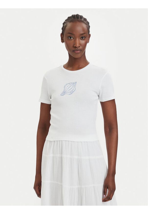 only - ONLY T-Shirt Kira 15346419 Biały Regular Fit. Kolor: biały. Materiał: bawełna