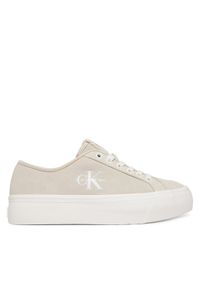 Calvin Klein Sneakersy Vulc Flatf Laceup Suede HW0HW03088 Beżowy. Kolor: beżowy. Materiał: zamsz, skóra #1