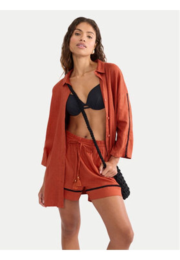 Triumph Szorty piżamowe Summer Wear 10227237 Pomarańczowy Regular Fit. Kolor: pomarańczowy. Materiał: wiskoza, len