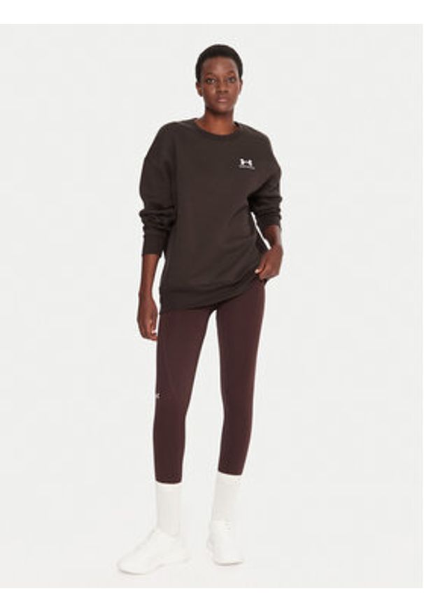 Under Armour Bluza Essential 1379475 Brązowy Loose Fit. Kolor: brązowy. Materiał: bawełna