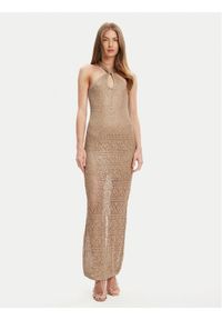 Guess Sukienka dzianinowa W5YK48 Z37G0 Beżowy Slim Fit. Kolor: beżowy. Materiał: syntetyk