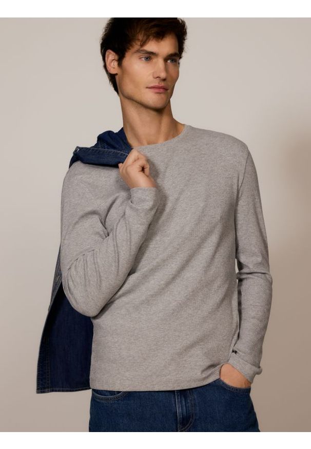 Reserved - Longsleeve super slim fit - szary. Kolor: szary. Materiał: bawełna, włókno. Długość rękawa: długi rękaw