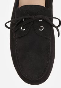 Born2be - Czarne Mokasyny VICES ze Skórzaną Wkładką Ozdobione Wiązaniem Pireronei. Nosek buta: okrągły. Zapięcie: sznurówki. Kolor: czarny. Materiał: skóra. Wzór: aplikacja. Obcas: na obcasie. Styl: klasyczny. Wysokość obcasa: niski #8