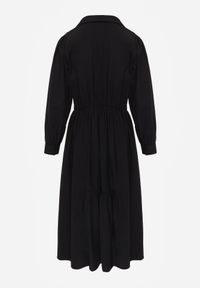 Born2be - Czarna Bawełniano-Wiskozowa Sukienka Koszulowa z Imitacją Kieszeni Biriala. Okazja: na co dzień. Kolor: czarny. Materiał: wiskoza, bawełna. Typ sukienki: koszulowe. Styl: casual, elegancki, klasyczny #6