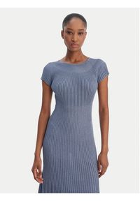 Marella Sukienka dzianinowa Draghi 2613321041 Błękitny Regular Fit. Kolor: niebieski. Materiał: wiskoza #4