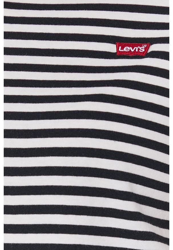 Levi's® - Levi's T-shirt damski kolor czarny. Okazja: na co dzień, na spotkanie biznesowe. Kolor: czarny. Materiał: dzianina, bawełna. Wzór: aplikacja. Styl: biznesowy, casual