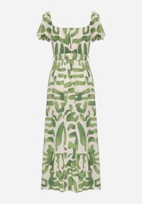 Renee - Zielona Sukienka z Wiskozy z Trójkątnym Dekoltem i Gumką w Pasie z Materiałowym Paskiem Viketa. Kolor: zielony. Materiał: wiskoza, materiał. Styl: elegancki #5