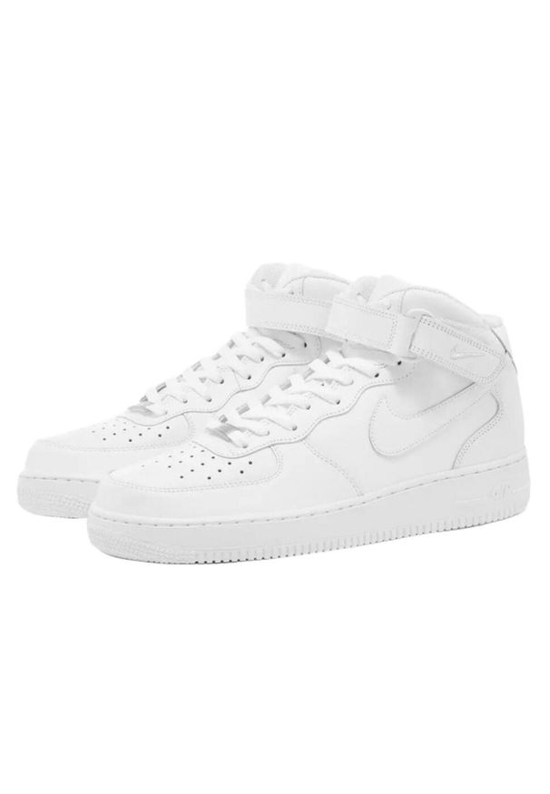 Buty do chodzenia męskie Nike Air Force 1 Mid 07. Zapięcie: rzepy. Kolor: biały. Materiał: materiał, syntetyk. Szerokość cholewki: normalna. Model: Nike Air Force. Sport: turystyka piesza