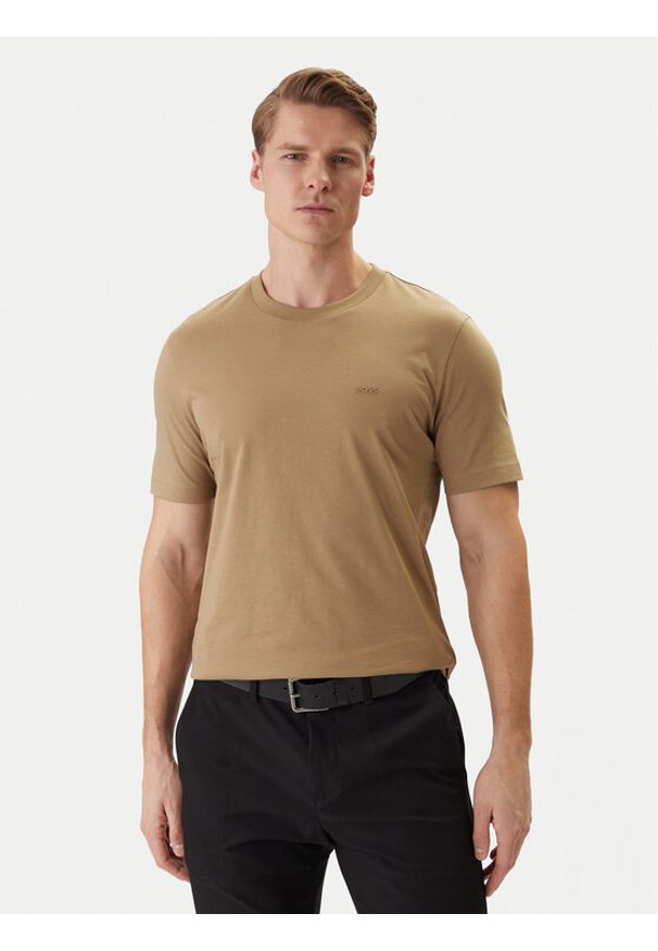 BOSS T-Shirt Thompson 01 50468347 Khaki Regular Fit. Kolor: brązowy. Materiał: bawełna