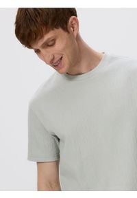 Reserved - Strukturalny t-shirt comfort fit - jasnozielony. Kolor: zielony. Materiał: bawełna, dzianina