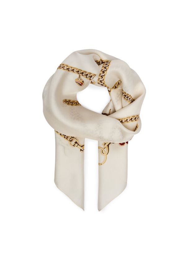 Chusta jedwabna Coach. Kolor: kremowy. Materiał: jedwab