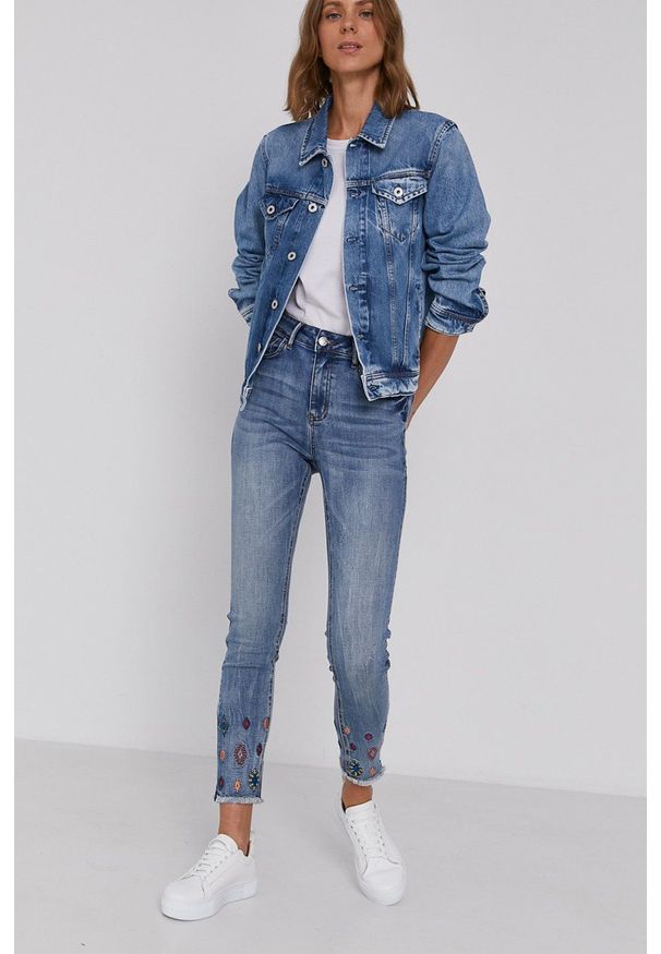 Pepe Jeans Kurtka jeansowa Rose damska przejściowa. Okazja: na co dzień. Kolor: niebieski. Styl: casual