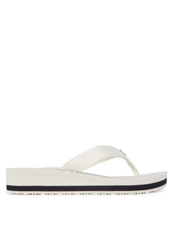 TOMMY HILFIGER - Tommy Hilfiger Japonki Im Th Chainprint Midwedge Sandal FW0FW08527 Biały. Kolor: biały. Materiał: materiał