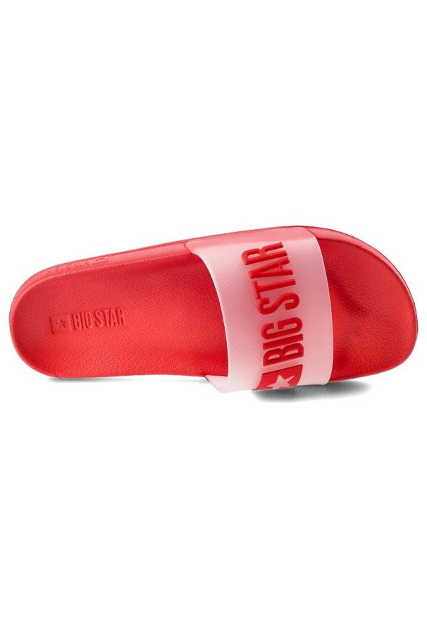 Big-Star - Czerwone Klapki Big Star Damskie Modne Buty. Okazja: na plażę. Kolor: czerwony. Materiał: bawełna. Sezon: lato. Styl: wakacyjny, sportowy