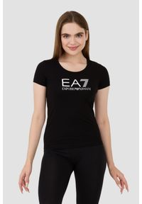 EA7 Emporio Armani - EA7 Czarny damski t-shirt, Rozmiar L. Kolor: czarny